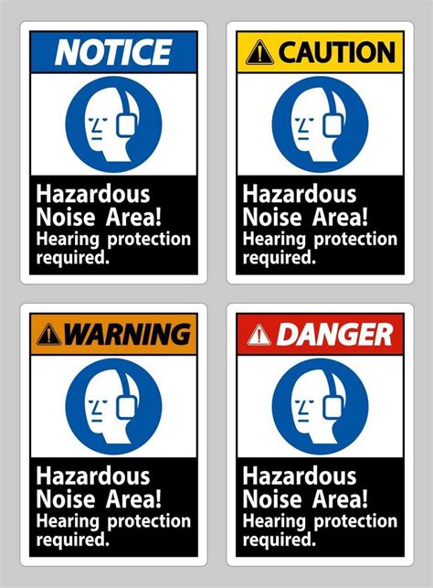 Hazardous Noise Area Hearing Protection Required 2521003 Vector Art At