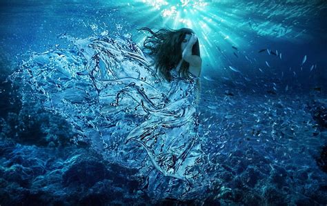 Underwater Art Sunrays Fish Girl Digital Hd Wallpaper Peakpx