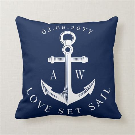 Accent your home with custom pillows from zazzle and make yourself the envy of the neighborhood. Nautical Anchor Custom Monograms Navy Throw Pillow | Zazzle.com | Navy throw pillows, Custom ...