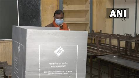 ani up uttarakhand on twitter up minister atul garg casts his vote at a polling booth in kavi