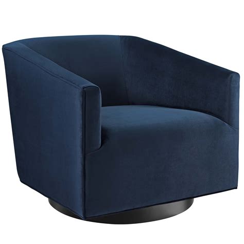 Accent Lounge Performance Velvet Swivel Chair Midnight Blue
