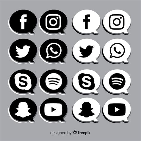 Free Vector Black Social Media Logo Pack