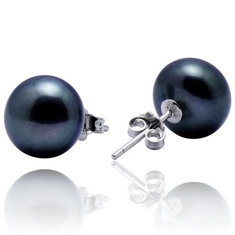 Earrings With Black Pearls Sterling Silver Earrings Studs Pearl Stud