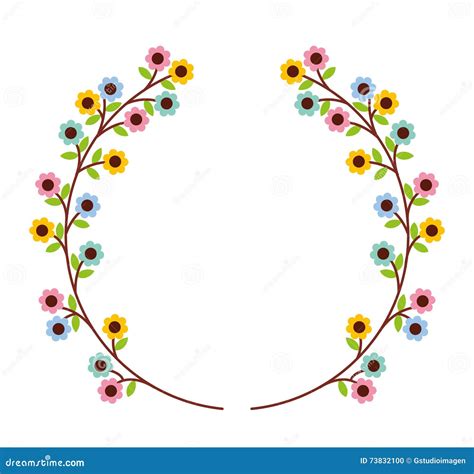 Floral Wreath Isolated Icon Design Stock Illustration Illustration Of
