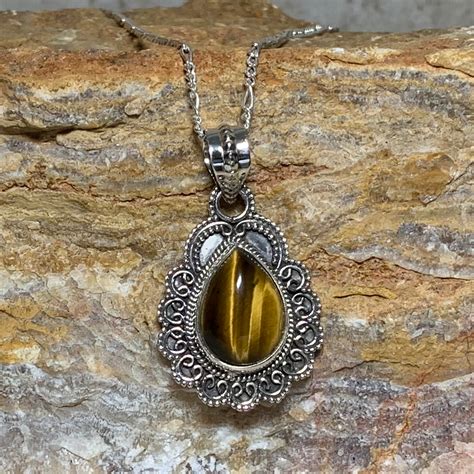 Tiger S Eye Sterling Silver Pendant Gle Good Living Essentials