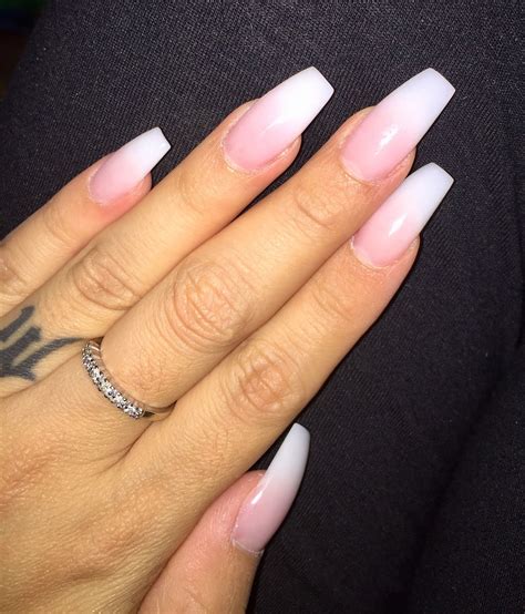 Pink To White Acrylic Ombré Coffin Style Ig Ashleyvictoriaxo