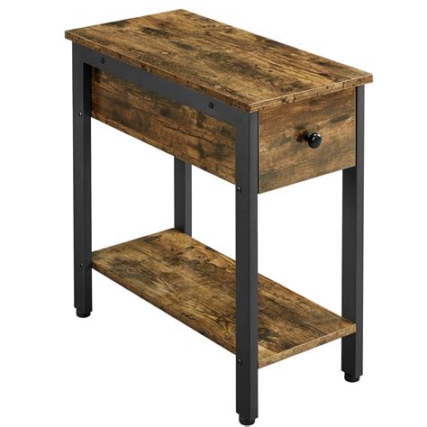 Buy Yaheetech 2 Tier Industrial Side Table With Drawer Narrow