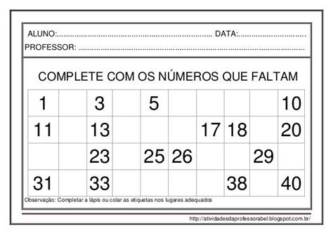 Resultado De Imagem Para Atividades Com Numeros De 0 A 39 40a