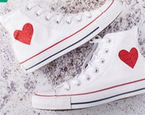 Heart Converse Shoes Personalized Heart Converse W Heart Etsy