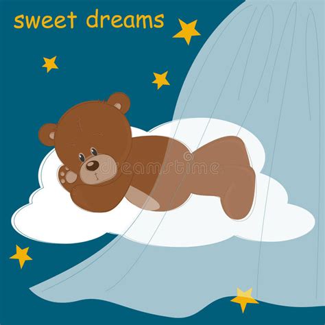 Card With Sleeping Teddy Bear Stock Vector Illustration Of Star