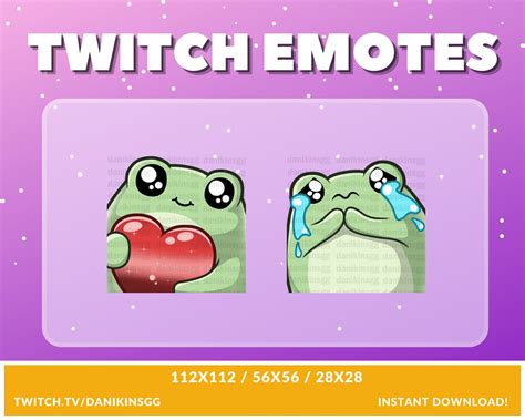 Cute Frog Twitch Emote Pack Love Sad Peepo Pepe Etsy Canada