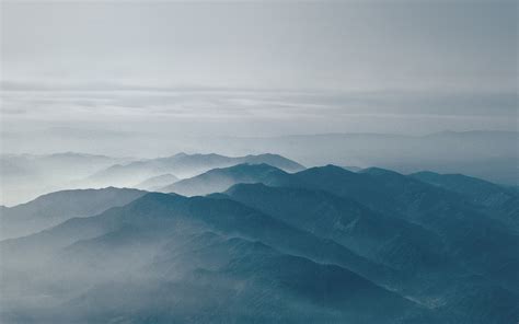 Mu42 Mountain Fog Nature White Blue Sky View Wallpaper