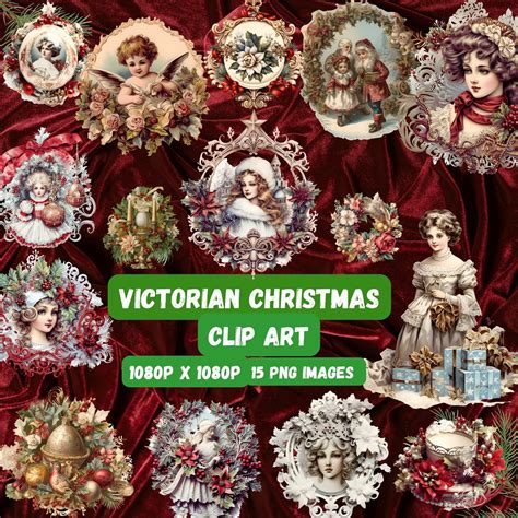 Victorian Christmas Clip Art PNG Images Transparent Background Etsy UK