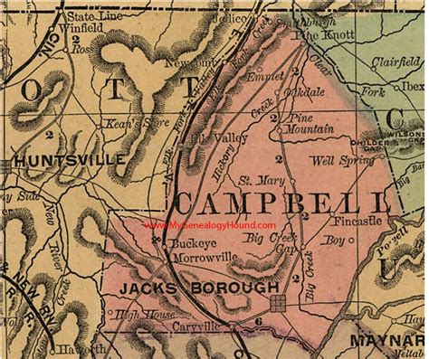Map Of Campbell County Tn The Stanfill And Related Families Lived