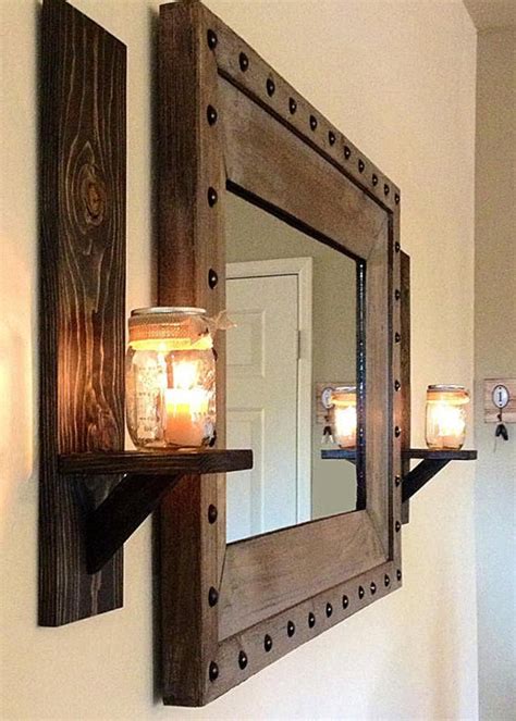 Rustic Candle Holder Rustic Wall Sconce Mason Jar Candle Etsy Wood