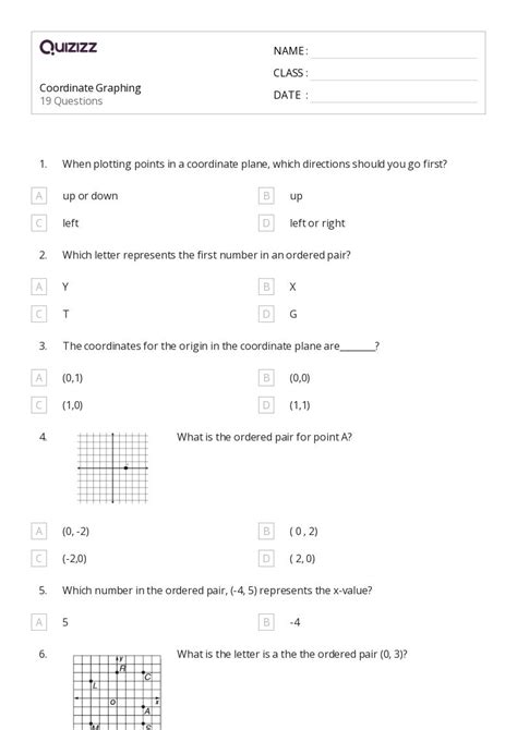 50 Coordinate Planes Worksheets For 7th Grade On Quizizz Free