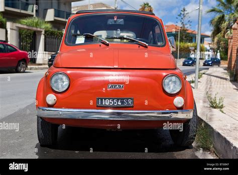 Red Fiat 500 Cinquecento Topolino In Sicily Italy Stock Photo Alamy