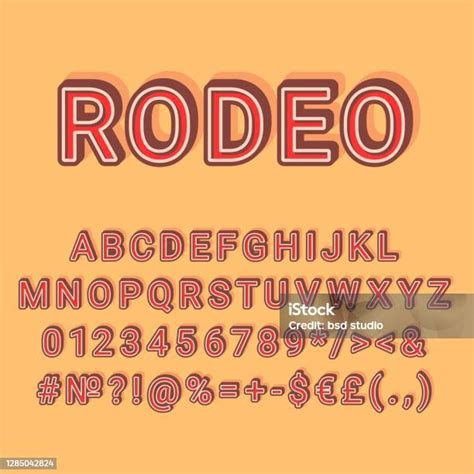 Ilustración De Rodeo Vintage 3d Vector Alphabet Set Y Más Vectores