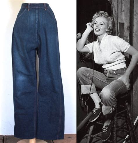 Vintage 1950 S Jeans 50s Indigo Blue Denim High Waist Etsy Denim