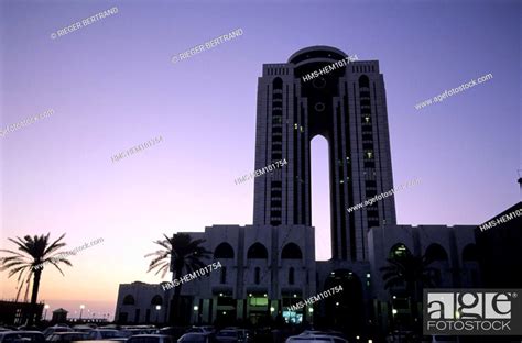 Libya Tripoli The Modern Al Fatah Business Tower Stock Photo