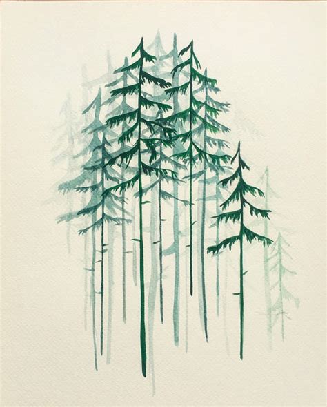 Minimalist Simple Pine Tree Drawing
