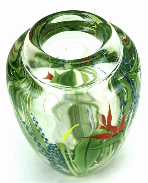 Orient And Flume Art Glass Paperweight Vase Calla Lilly Bird Etsy