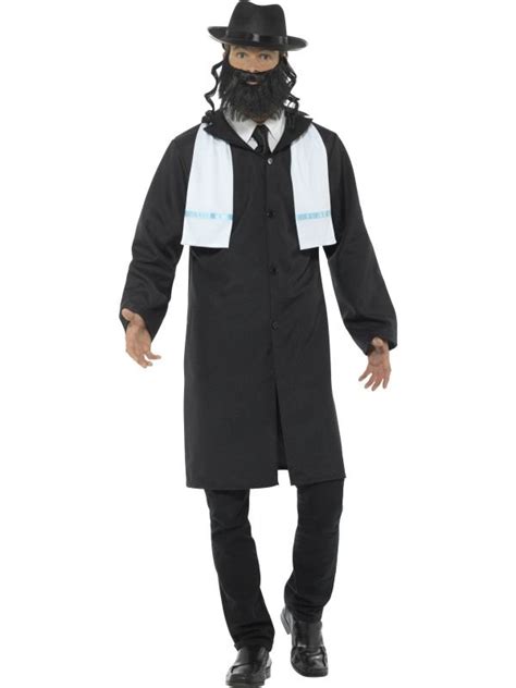 Mens Long Saint Black Rabbi Fancy Dress Jewish Costume 44689