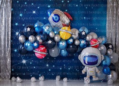 Outer Space Photography Backdrop Astronaut Galaxies Etsy Outer