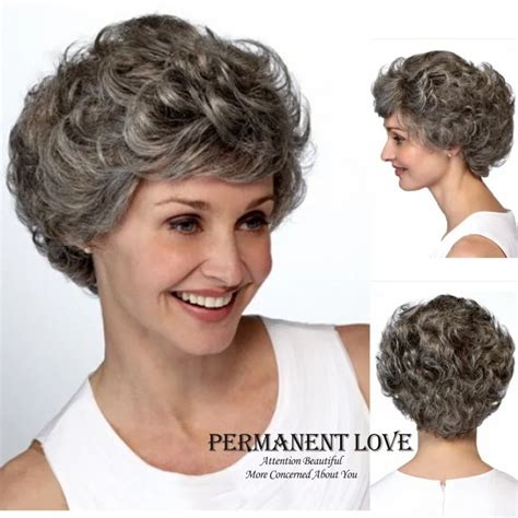 Gray Curly Short Wig With Bangs Fashion Heat Resistant Synthetic Grey