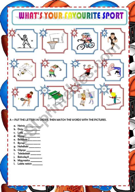 What´s Your Favourite Sport Esl Worksheet By Ascincoquinas