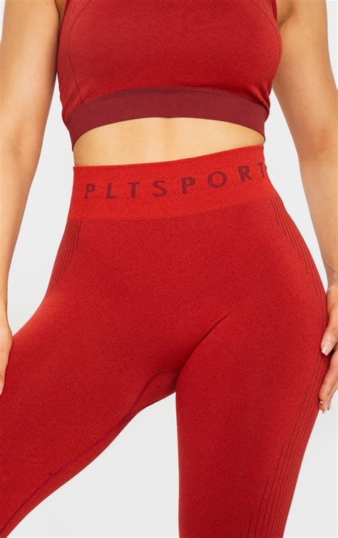 plt red rib line detail seamless gym leggings prettylittlething aus