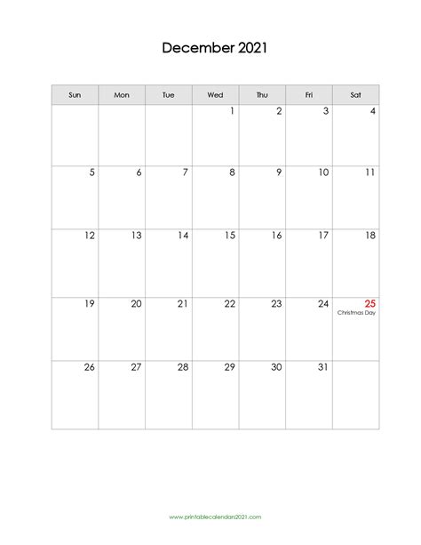 Printable Calendar For Dec 2021 Calendar Printables Free Blank