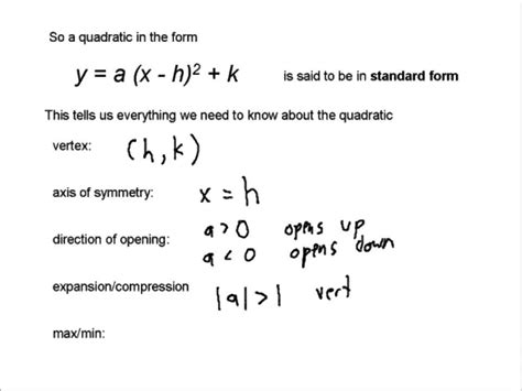 Worksheet on standard form equation (pdf with answer key on this page's topic). Equation of a Quadratic Function in Standard Form - YouTube
