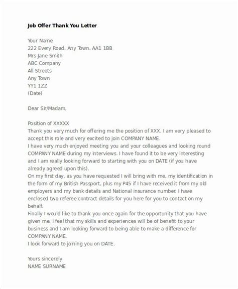 Download doc file ( microsoft word ). Job Offer Thank You Letter Lovely 8 Job Fer Thank You ...