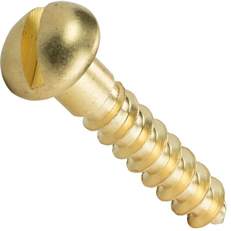 Fastenere 10 X 1 Round Head Wood Screws Solid Brass Slotted Drive