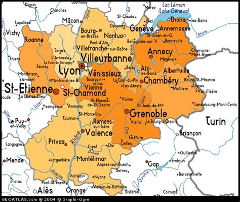 Map Of Rhone Alpes France France Atlas