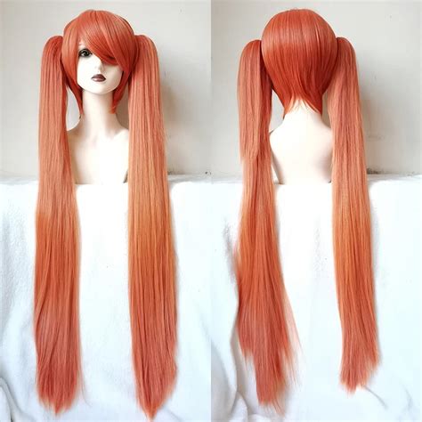 Osana Najimi Long Orange Pink Cosplay Wig 2 Ponytail Clips Yandere