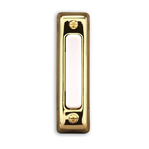 Hampton Bay Wired Doorbell Push Button Polished Brass Hb 711 03 The