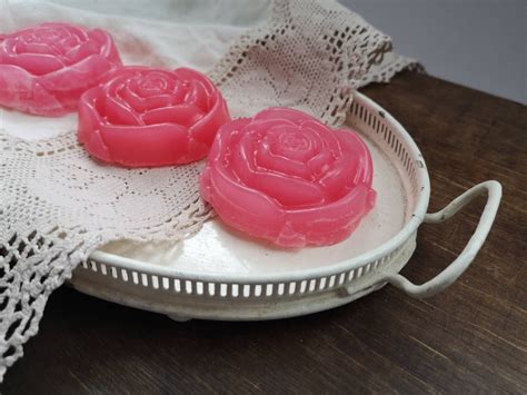 Handmade Rose Shape Soap Set Of 3 Flower Shape Soap Guest Etsy