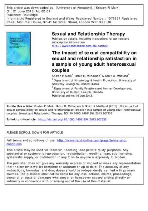 Pdf The Impact Of Sexual Compatibility On Sexual And Relationship