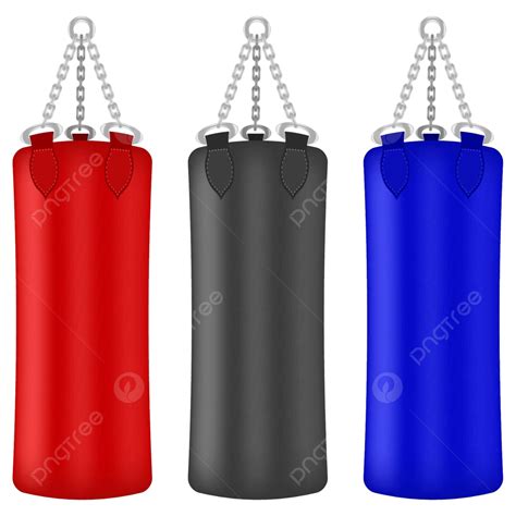 Set Of Colorful Boxing Bags Effort Leather Red Vector Effort Leather