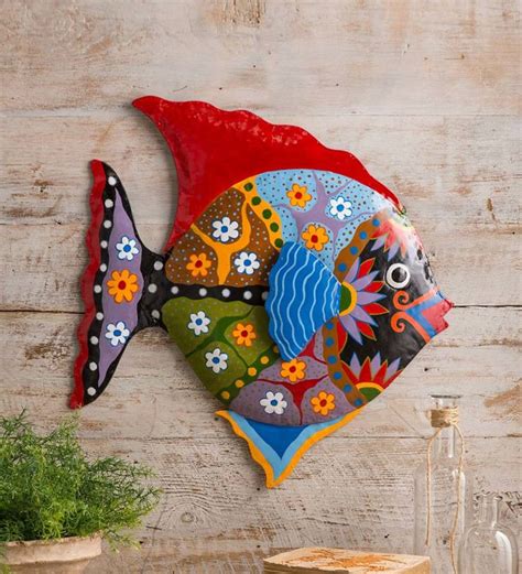 This Handcrafted Colorful Metal Fish Wall Art Will Liven Up Just About