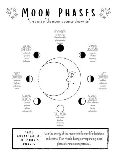 Phases Of The Moon Grimoire Page Lunar Calendar Book Of Shadows