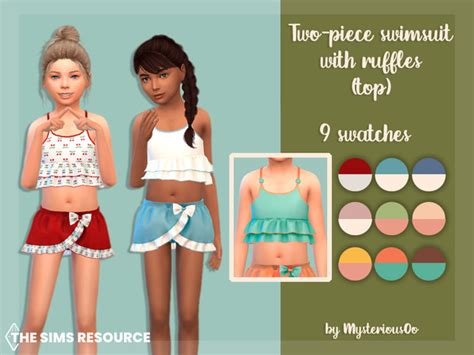 The Sims Resource Two Piece Swimsuit With Ruffles Top
