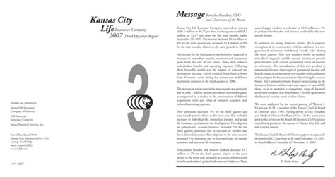 View Report Kansas City Life Insurance Company