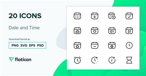Date And Time Icon Pack Detailed Outline 20 Svg Icons