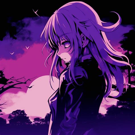 Anime Girl In Purple Vibrant Purple Anime Pfp Image Chest Free
