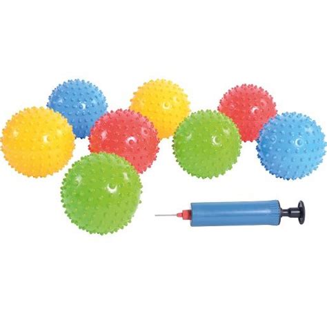 Soft Spikey Ball Set Of 25 With Pump Plastic Inflatable Spiky