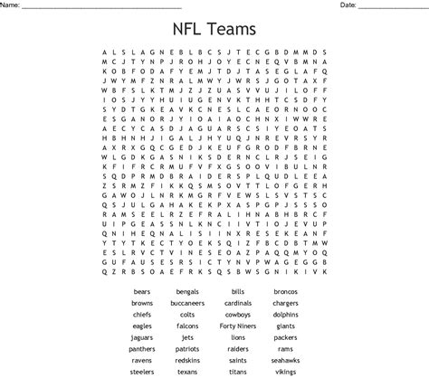 10 Exciting Nfl Teams Word Searches Kitty Baby Love