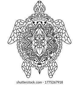 Hand Drawn Turtle Zentangle Style Stock Vector Royalty Free 1775267918